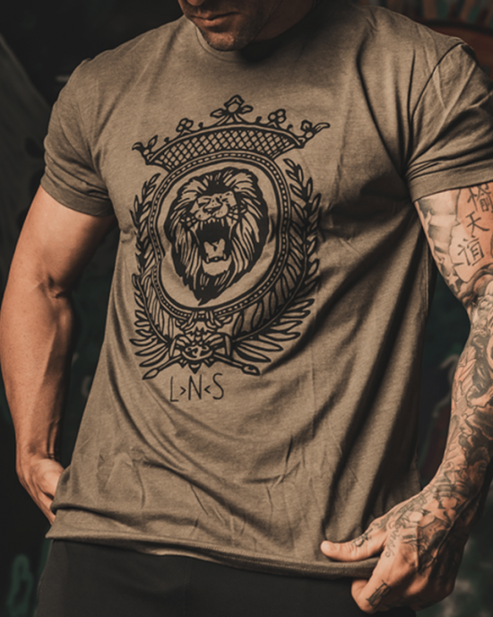 Printed lion logo round neck T-shirt HF2703-04-03