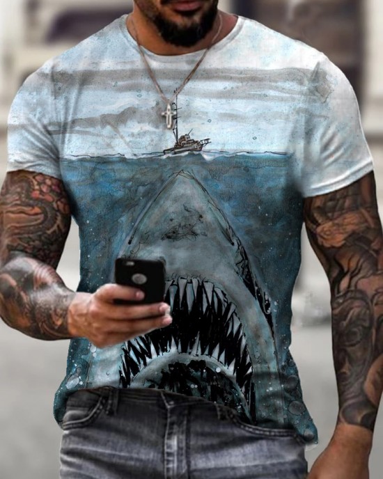 Men's Short T-Shirt Shark Graphic HE1609-02-02