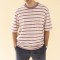 Horizontal striped short sleeved retro trendy pocket T-shirt