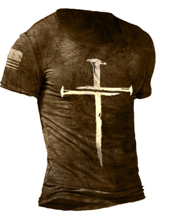 Cross style spiritual T-shirt HF2117-04-03