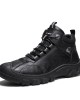 Men Microfiber Leather Breathable Soft Sole Non Slip Closed Toe Lace Up Leisure Boots