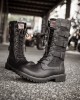 Men Classic Black Biker Boots Metal Buckle Motorcycle Boots