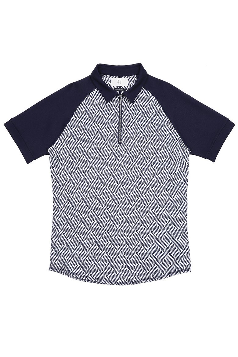 Jacquard Color Block Short-sleeved Polo Shirt