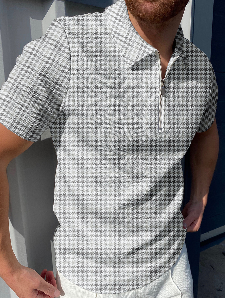 Houndstooth print polo shirt