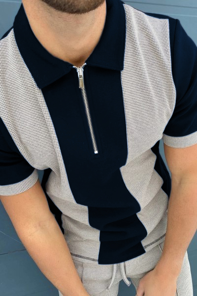 Herrington Puppytooth Contrast Polo Black