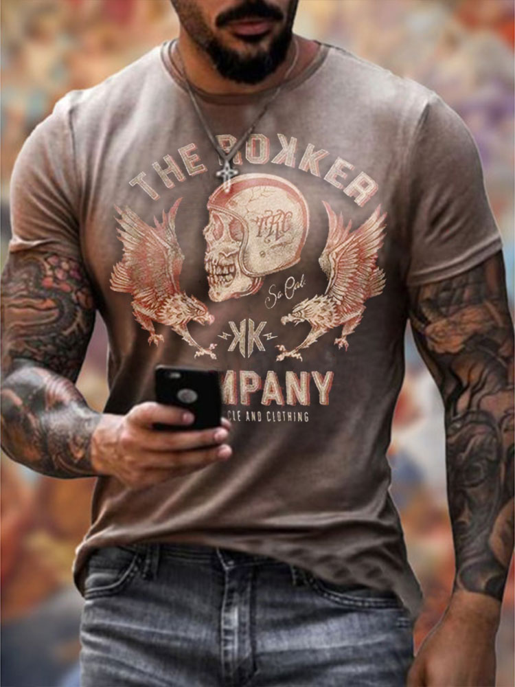 Men's Short Sleeve Skull Pattern HE1307-03-01