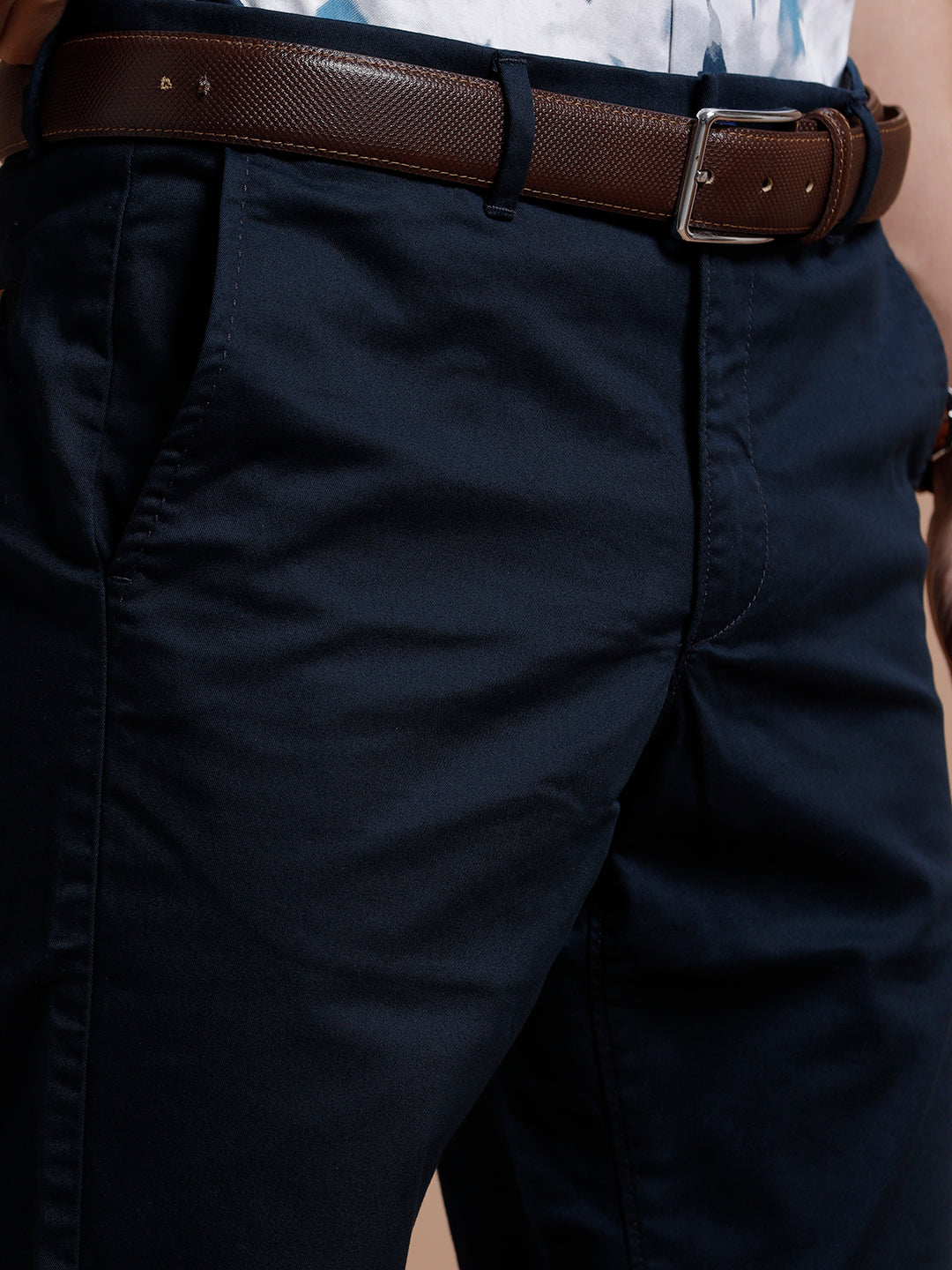 NAVY SMART CASUAL COTTON TROUSER