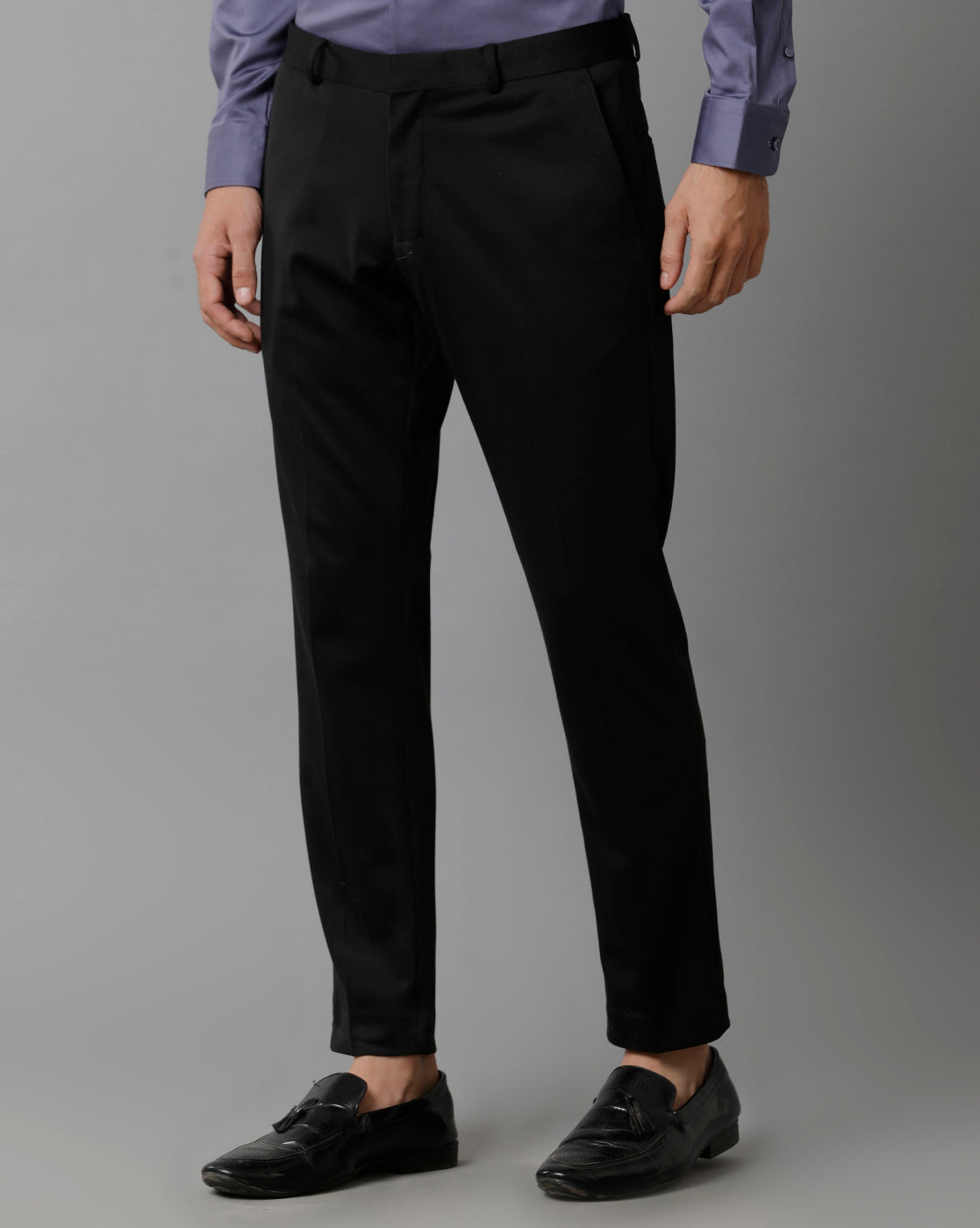 BLACK KNITTED STRETCH MENS TROUSER 2