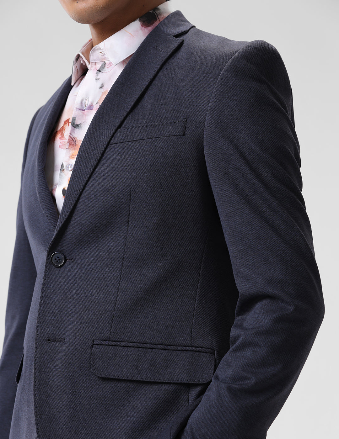 MENS SLIM FIT SINGLE BREASTED DARK BLUE FORMAL BLAZER
