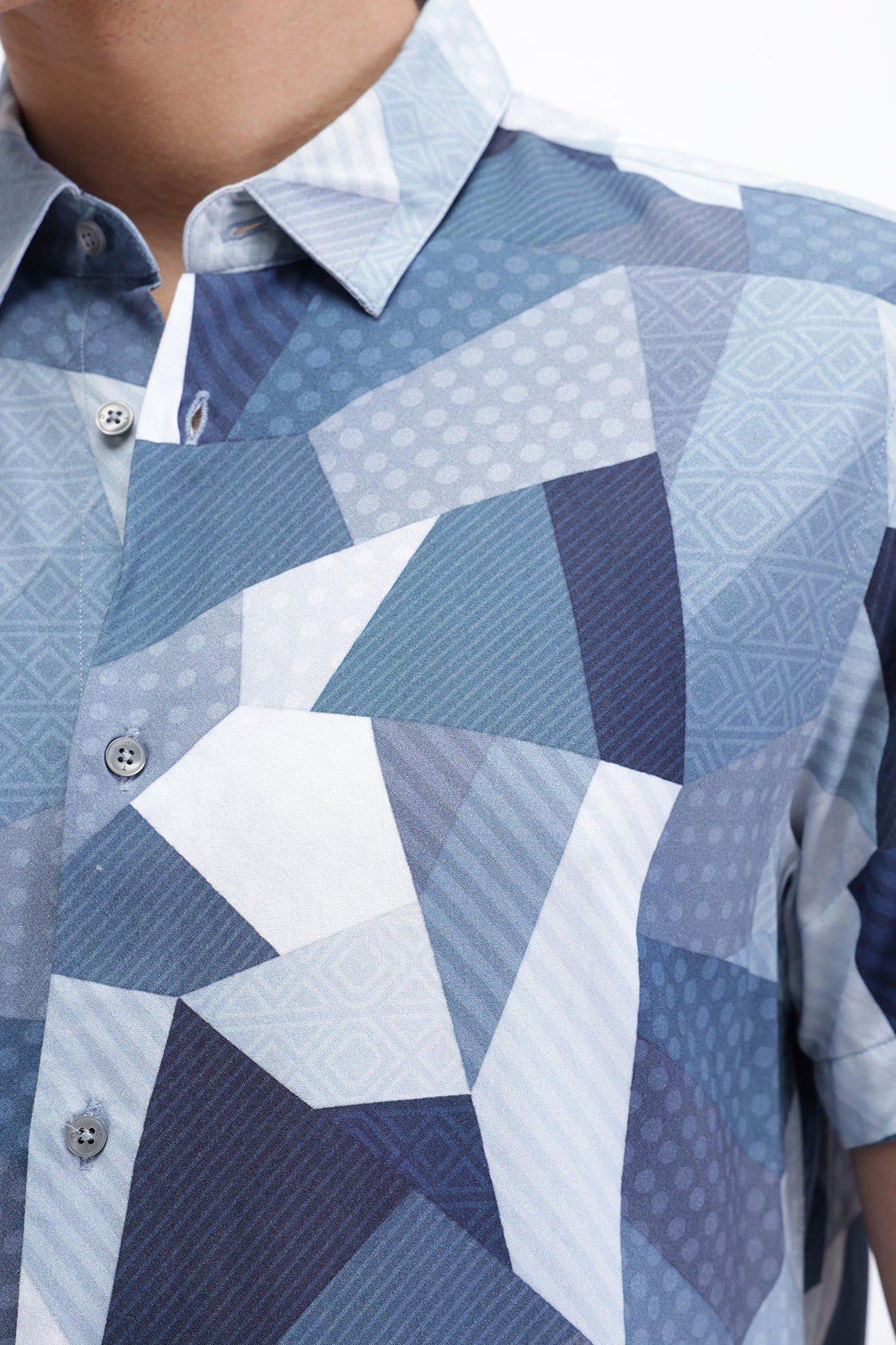 ISH BLUE ABSTRACT PRINT SHIRT