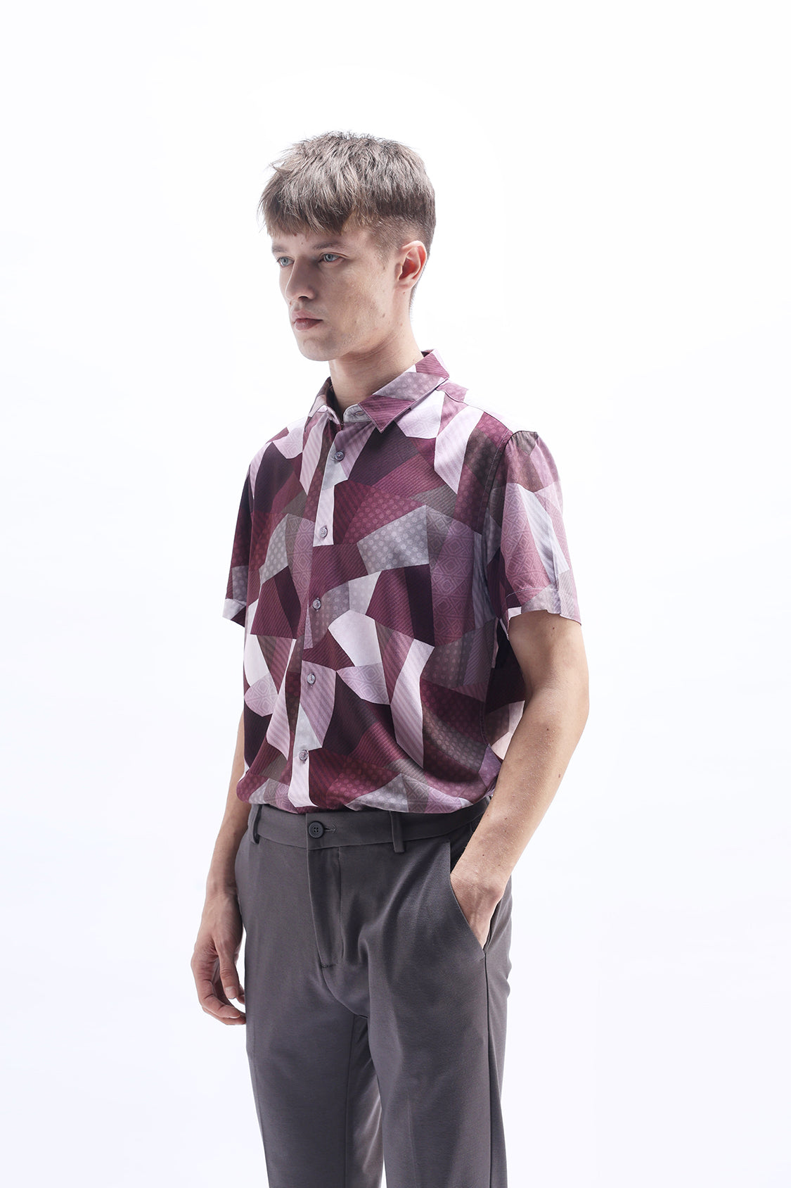 GERALD PINK ABSTRACT PRINT SHIRT