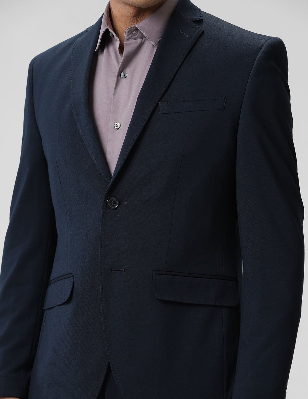 MENS SLIM FIT SINGLE BREASTED DARK BLUE FORMAL BLAZER 2