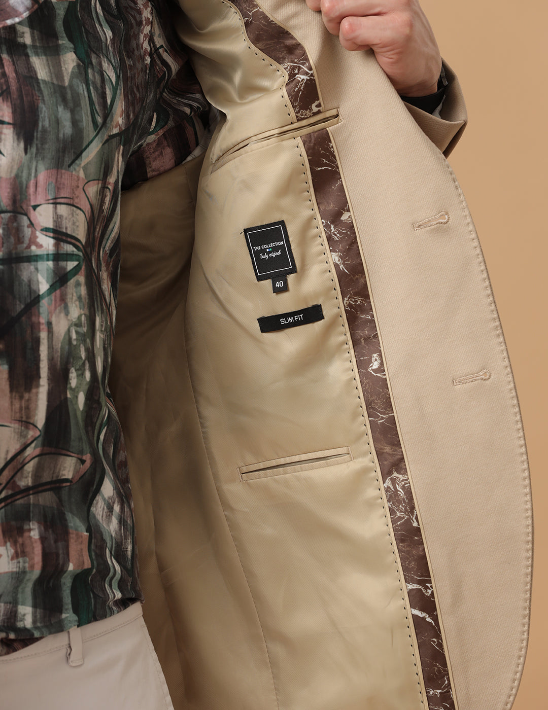 MENS SLIM FIT SINGLE BREASTED BEIGE FORMAL BLAZER