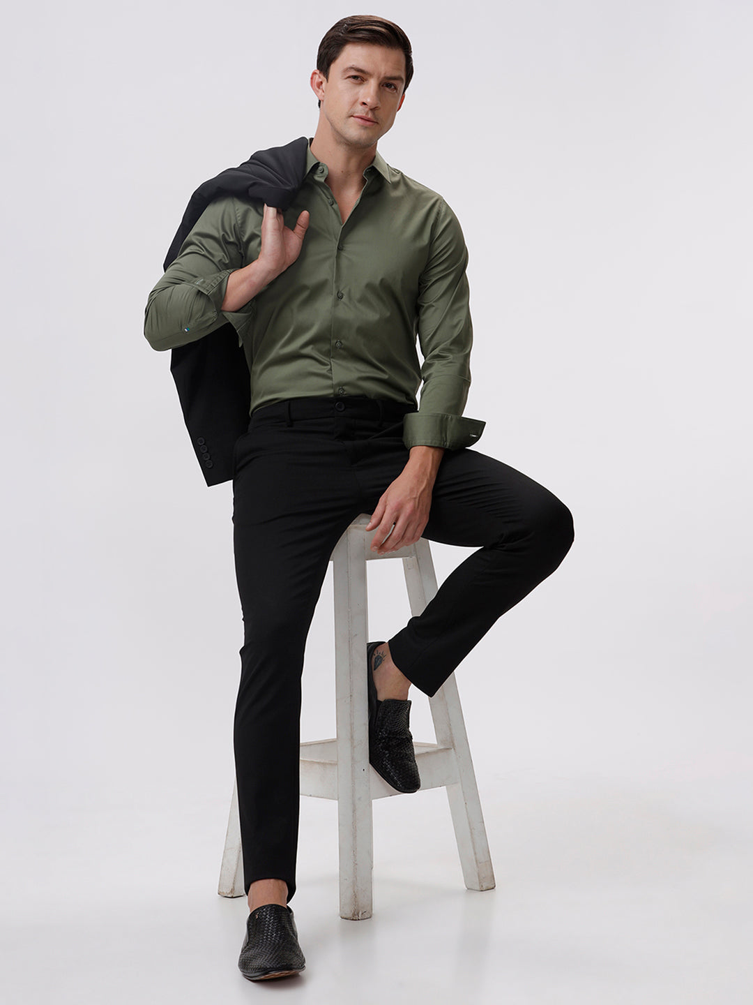 Deep Lichen Green Cotton Solid Shirt