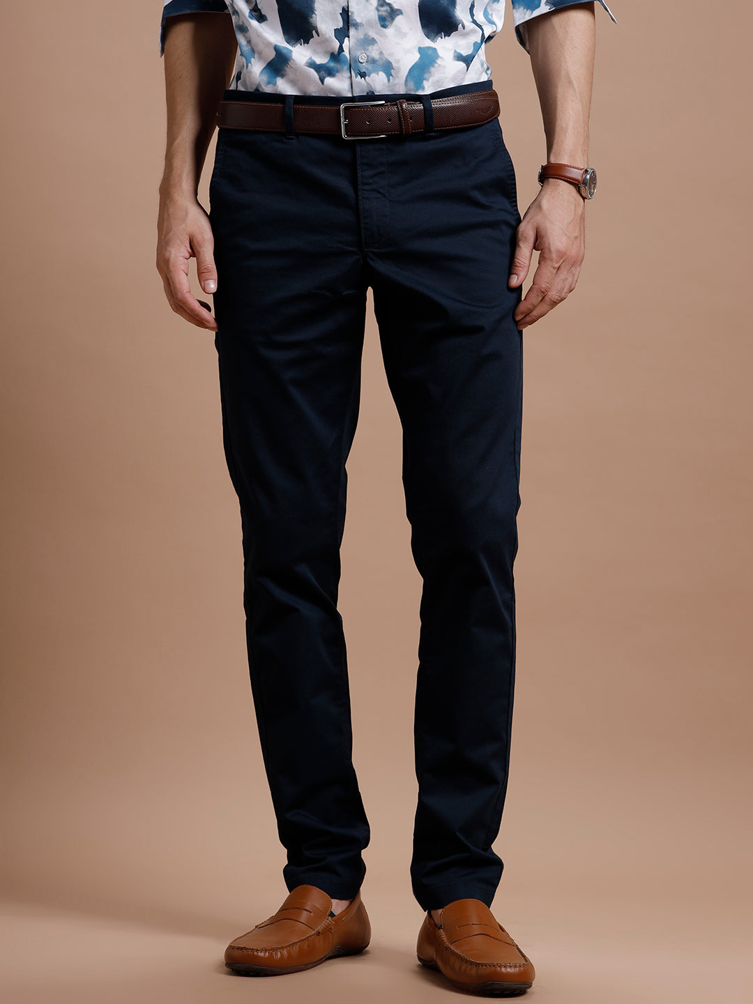 NAVY SMART CASUAL COTTON TROUSER