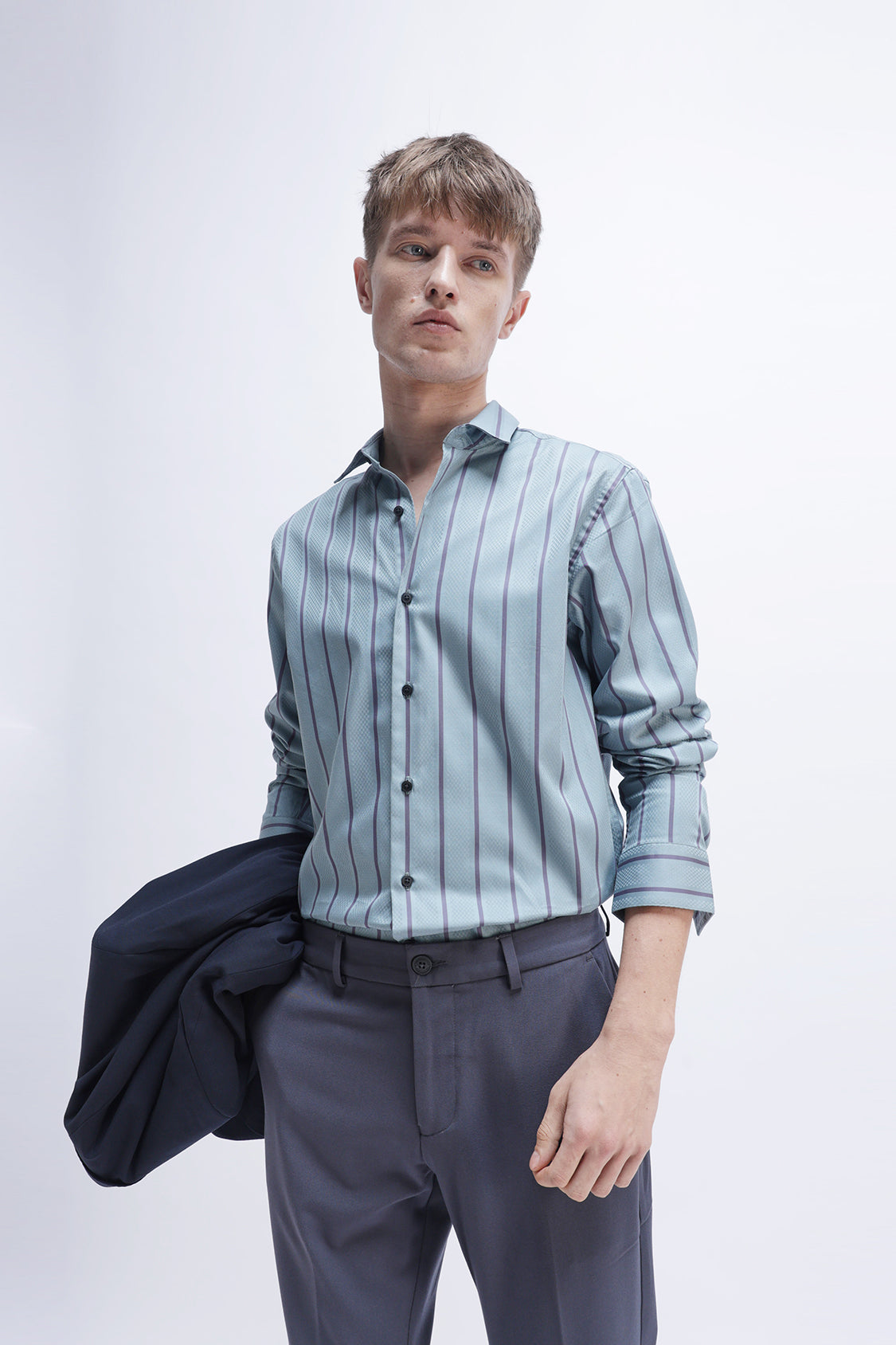 ROMIL STEEL BLUE STRIPES SHIRT