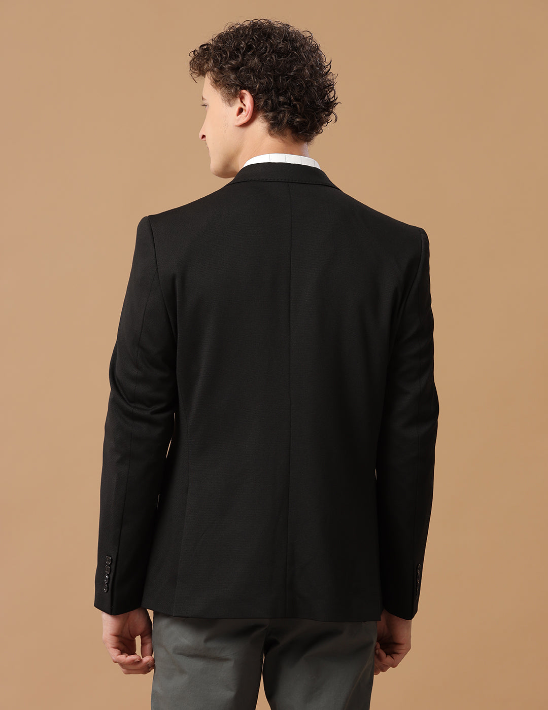 MENS SLIM FIT SINGLE BREASTED BLACK FORMAL BLAZER 1
