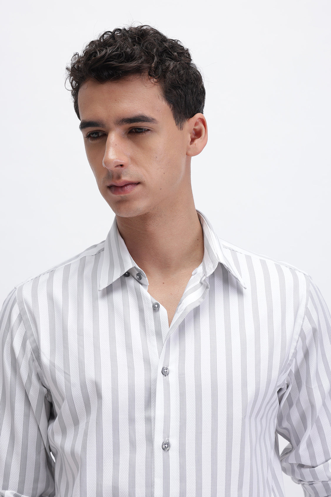NOMAD WHITE GREY STRIPES SHIRT