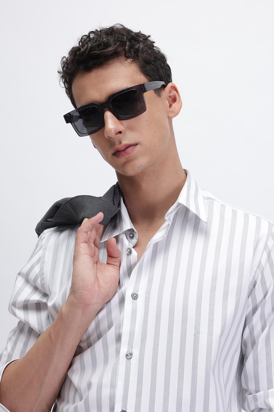 NOMAD WHITE GREY STRIPES SHIRT