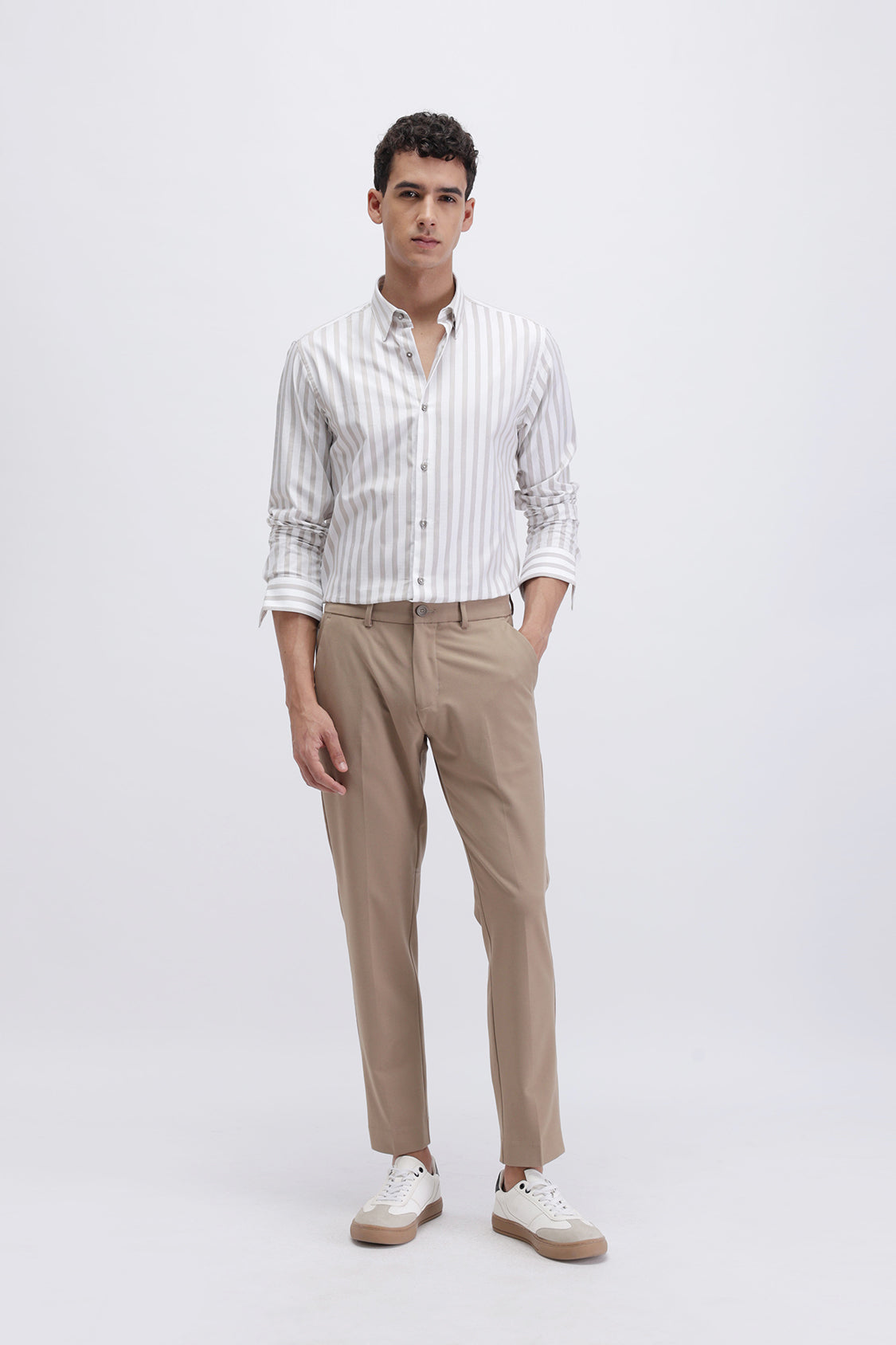 NOMAD WHITE BEIGE STRIPES SHIRT