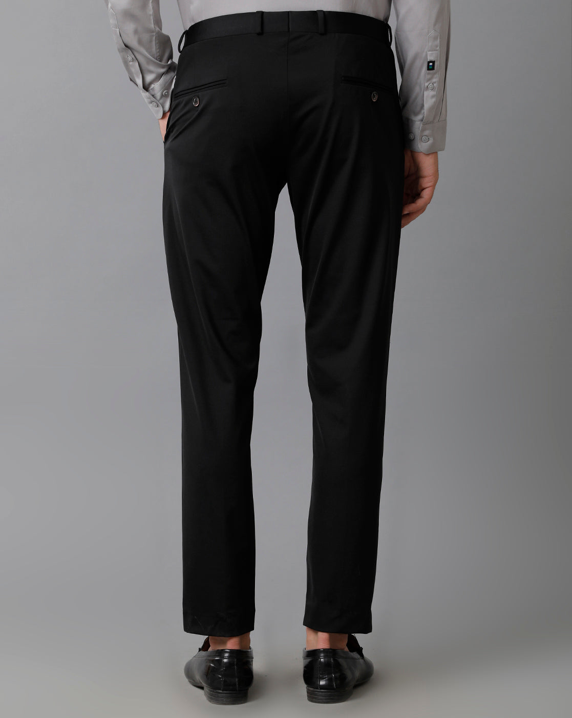 BLACK KNITTED STRETCH MENS TROUSER 3