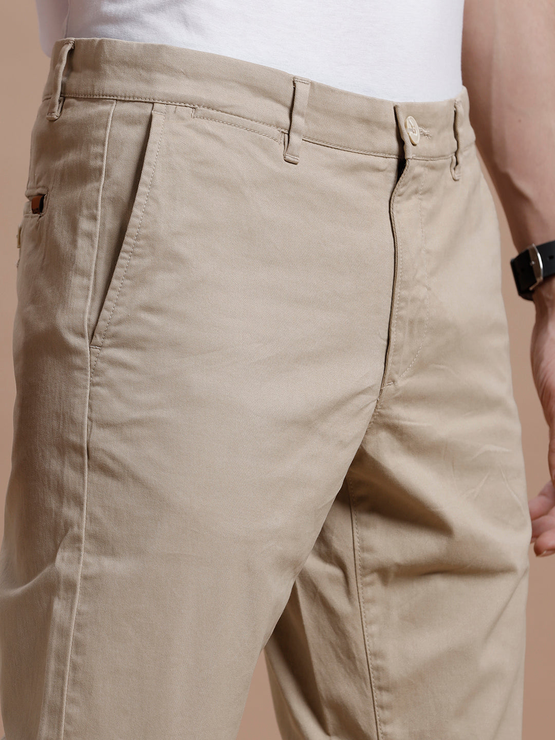 BEIGE SMART CASUAL COTTON TROUSER 1