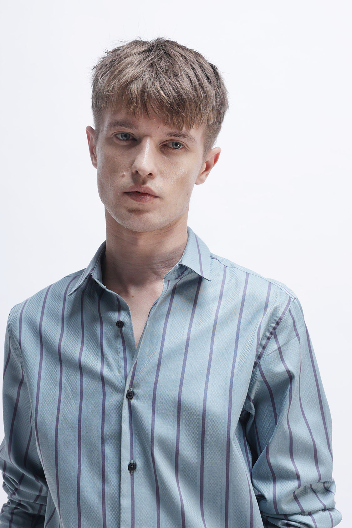 ROMIL STEEL BLUE STRIPES SHIRT