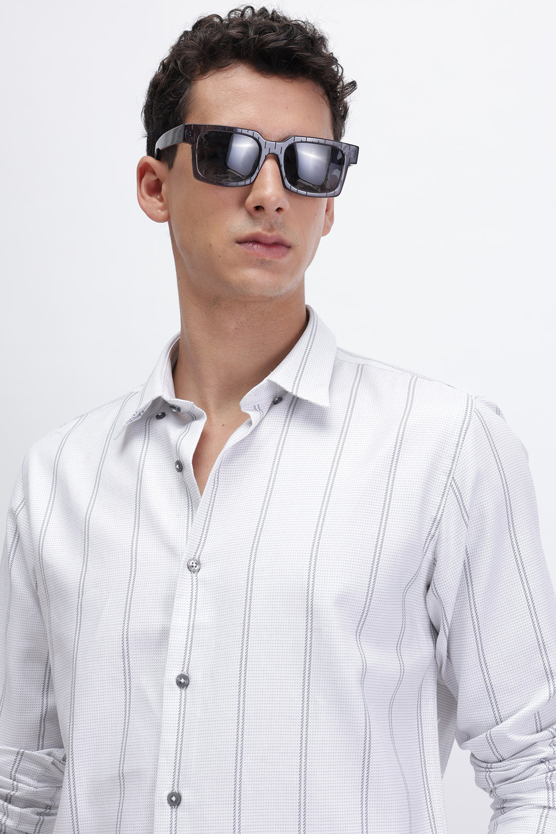 ZYPHER WHITE GREY STRIPES SHIRT
