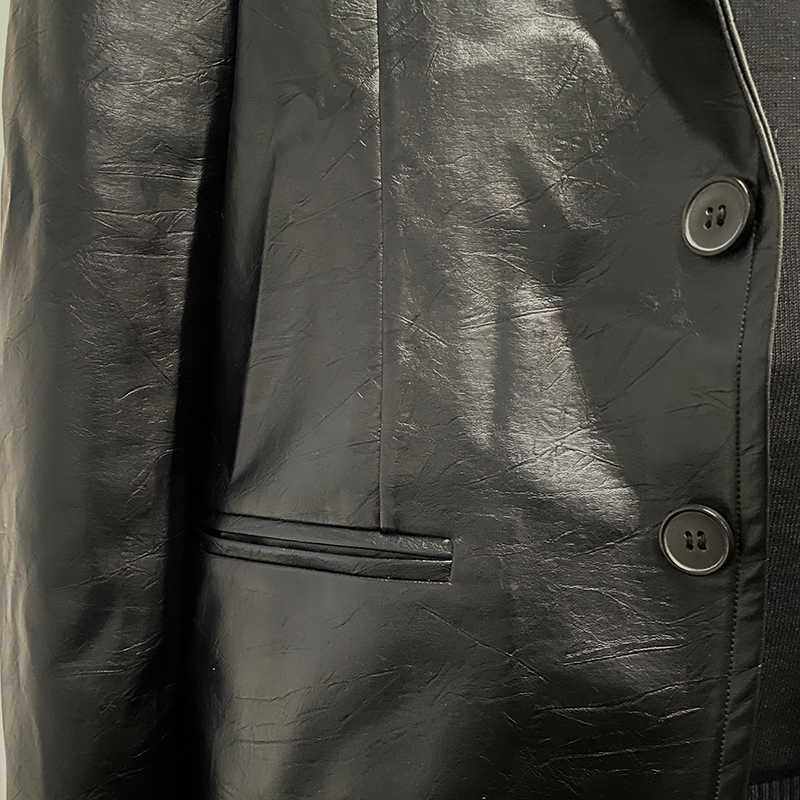 Men's Classic Vintage Slim Fit PU Leather Blazer 31535680K