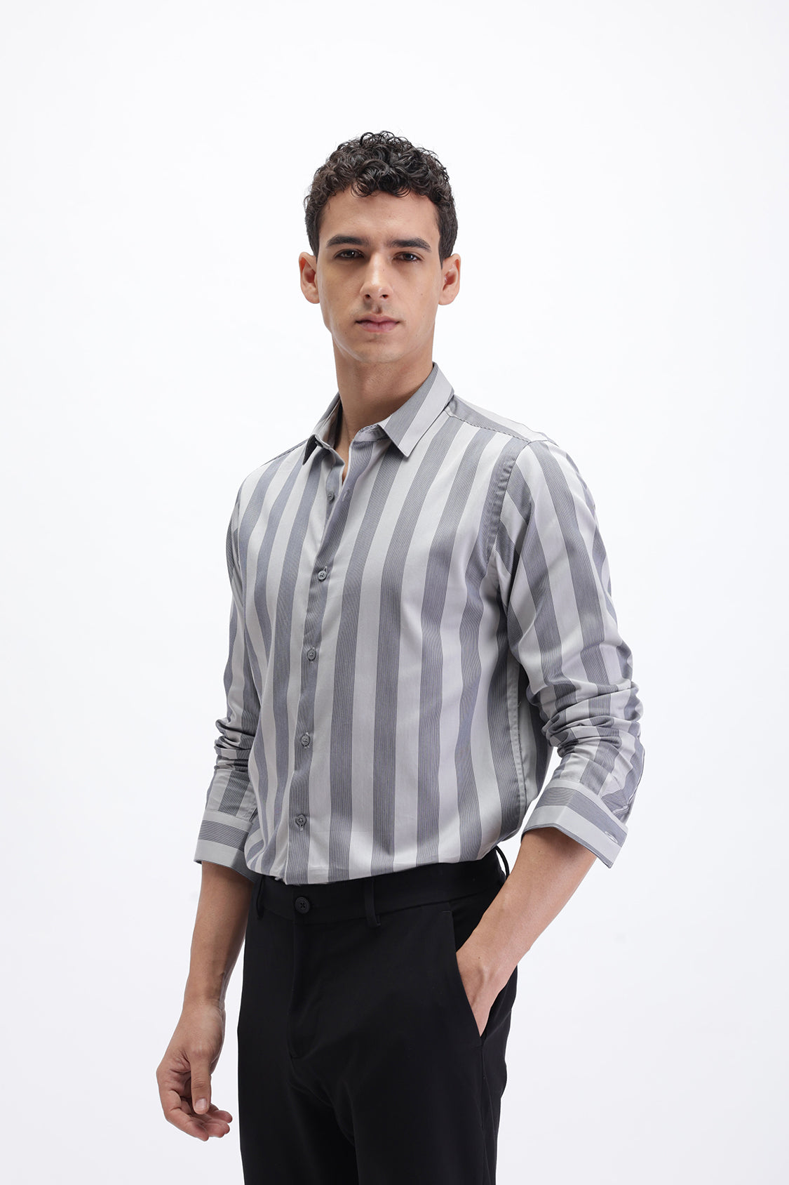 HYPER GREY NAVY STRIPES SHIRT