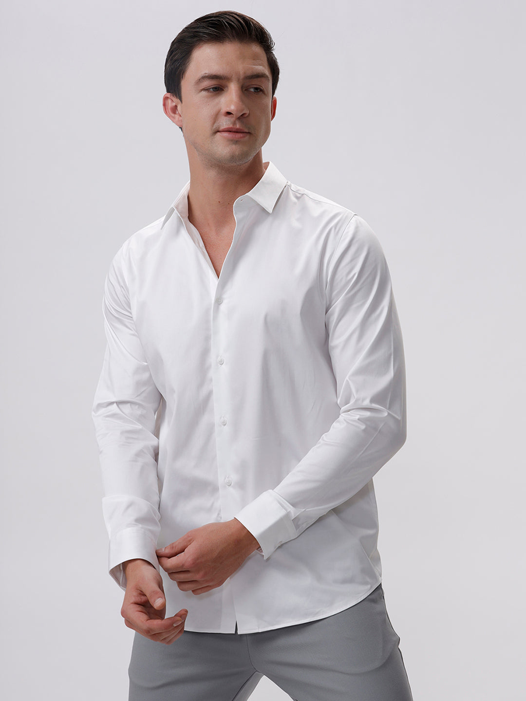 White Solid Cotton Shirt