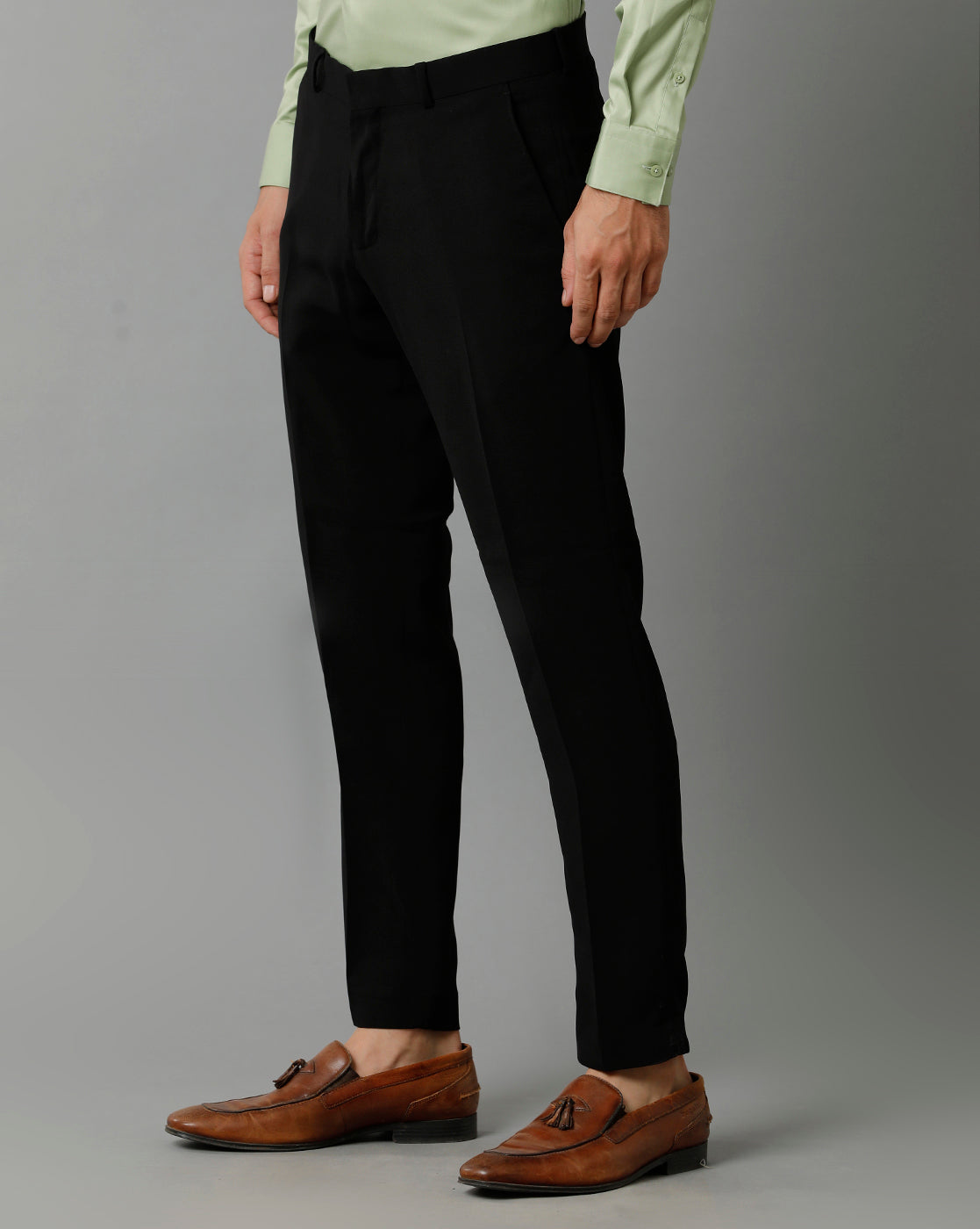 BLACK KNITTED STRETCH MENS TROUSER 1