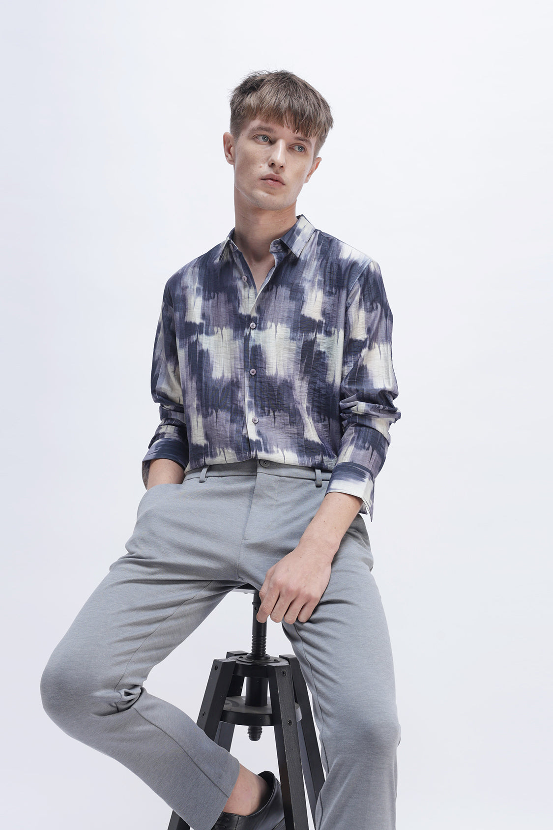 AMANDA MULTI VOILET DISTRESSED PRINT SHIRT