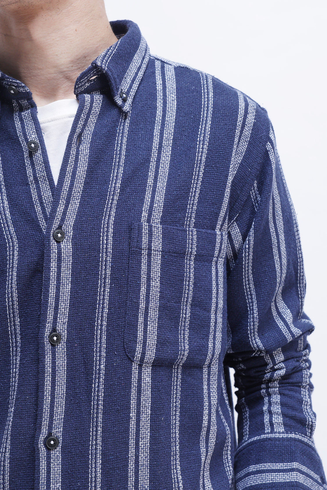 MOUNT WHITE NAVY STRIPES SHIRT