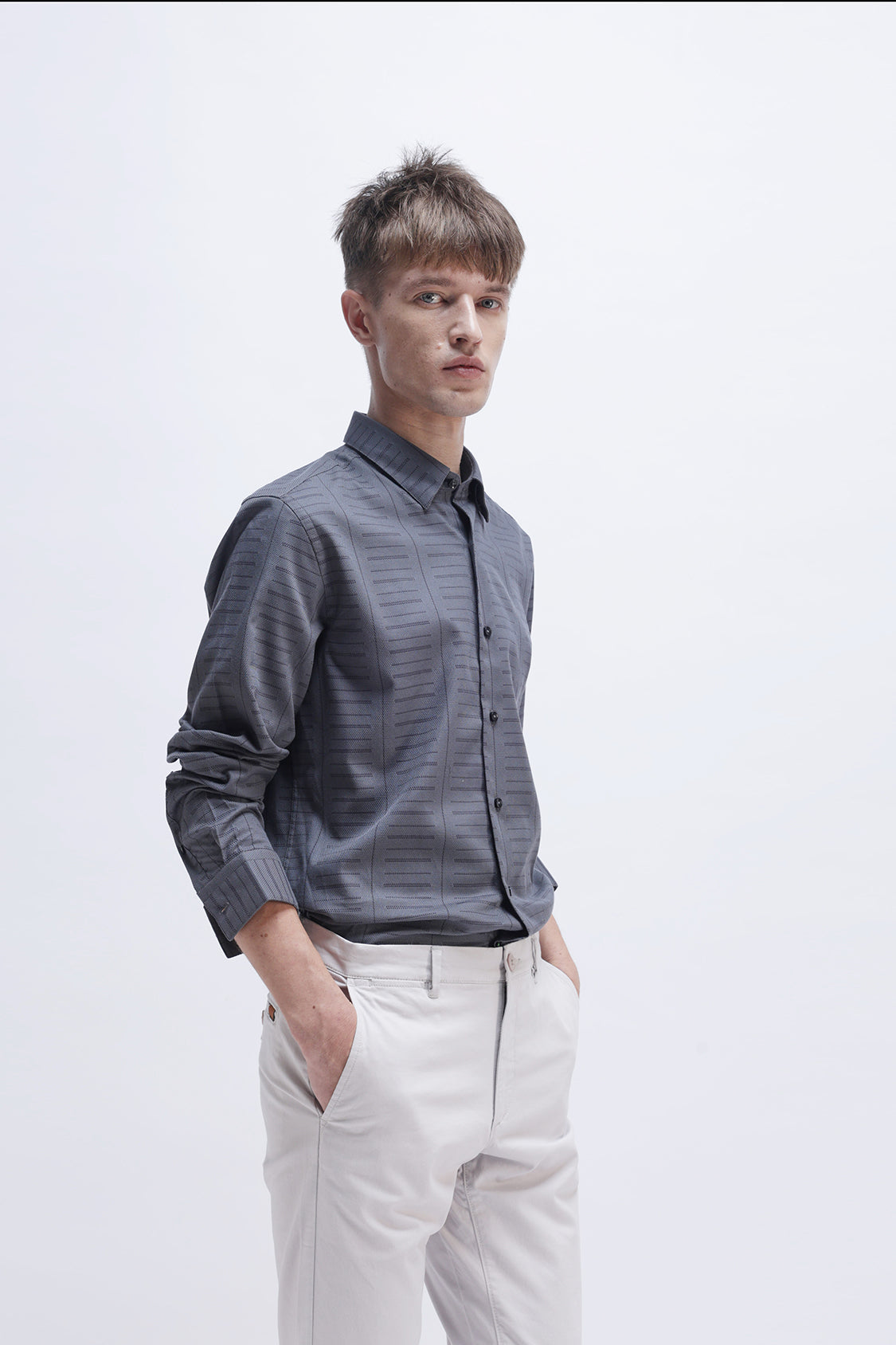 MOZILLA STEEL GREY STRIPES SHIRT