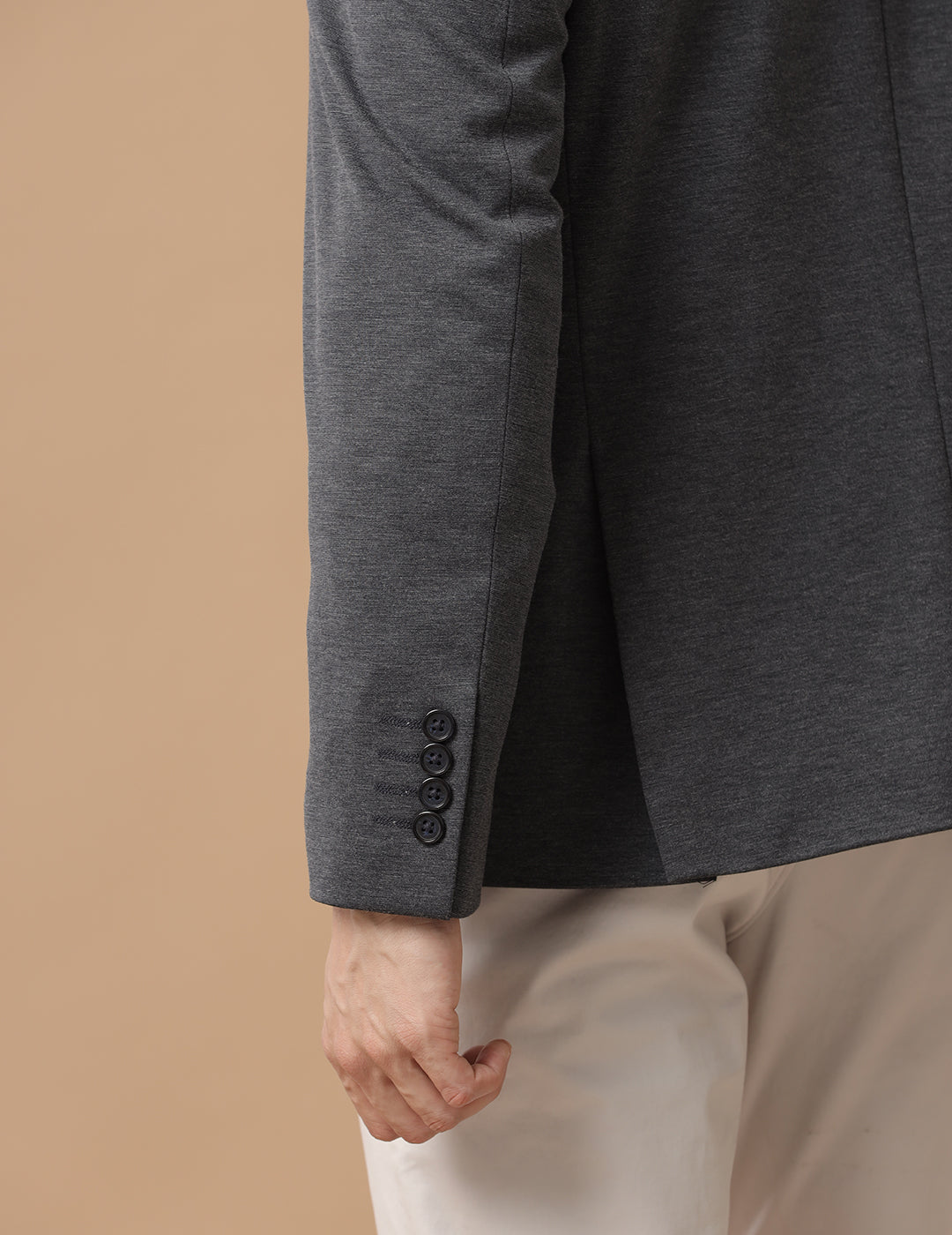 Men's Slim Fit Single Breasted Grey Textured Formal Blazer