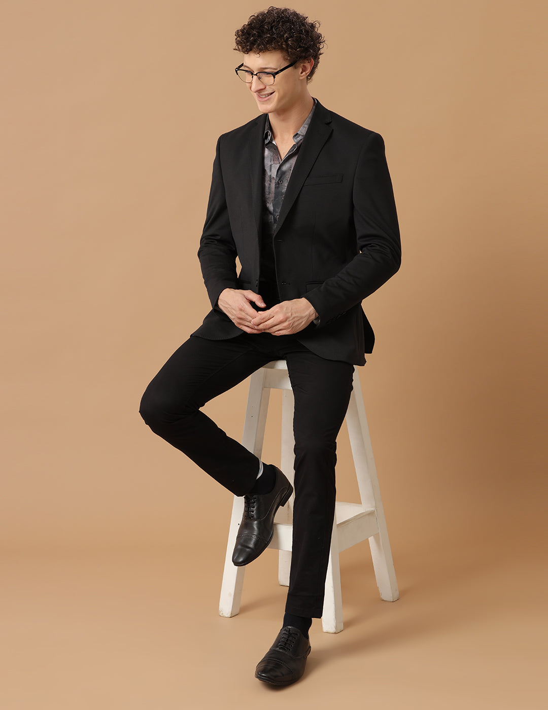 MENS SLIM FIT SINGLE BREASTED BLACK FORMAL BLAZER 2