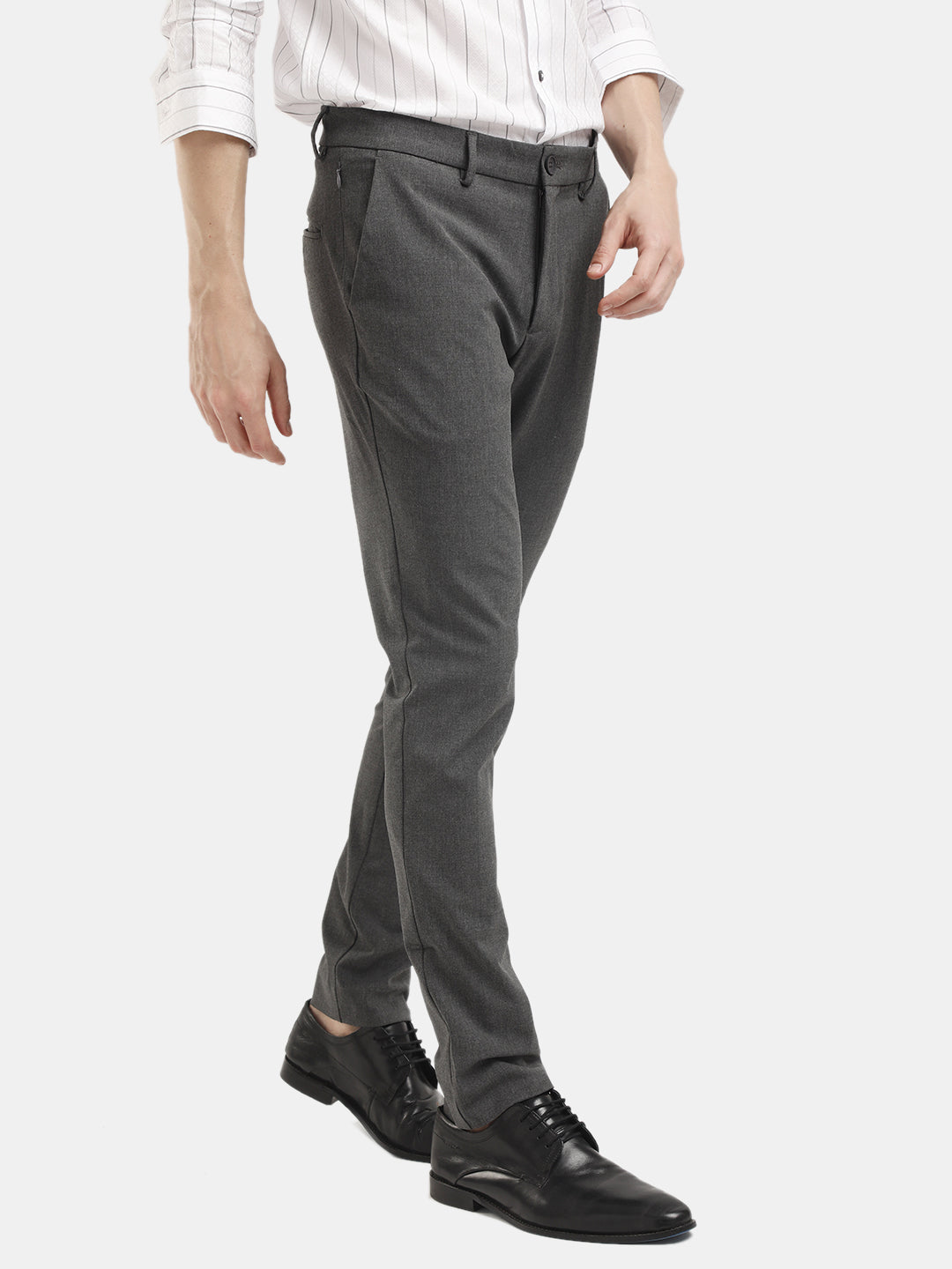 MENS TRAVIS DARK GREY MELANGE TROUSER
