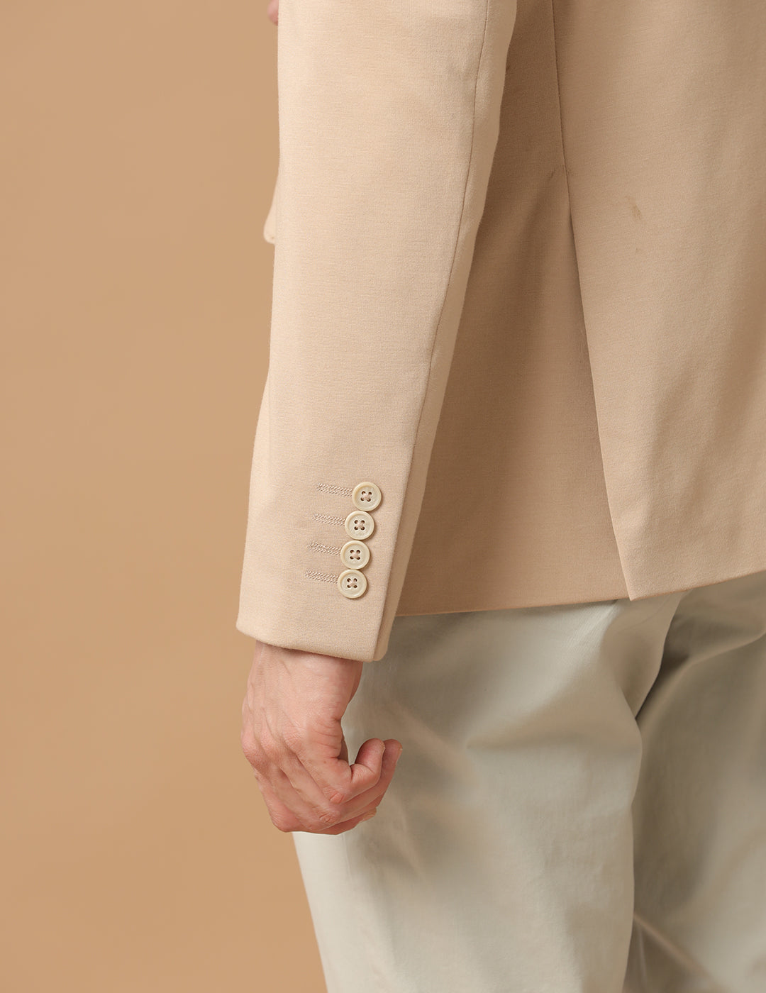 MENS SLIM FIT SINGLE BREASTED BEIGE FORMAL BLAZER 2