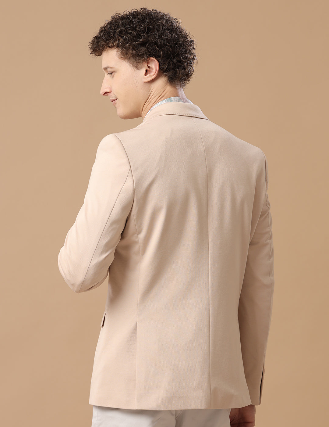 MENS SLIM FIT SINGLE BREASTED BEIGE FORMAL BLAZER 1