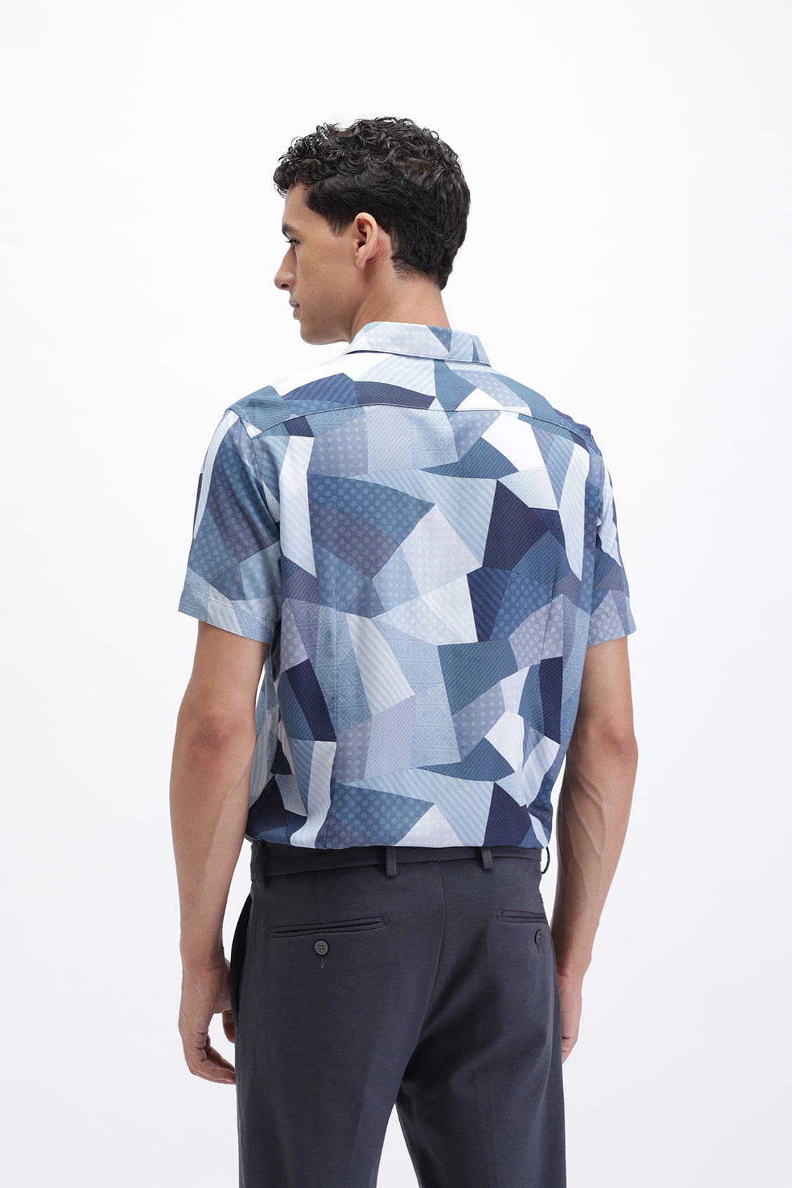 ISH BLUE ABSTRACT PRINT SHIRT