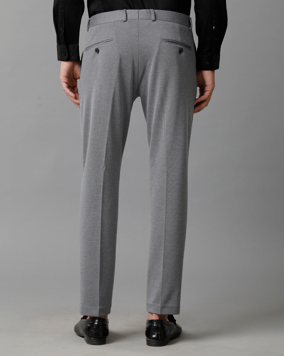 GREY KNITTED STRETCH MENS TROUSER