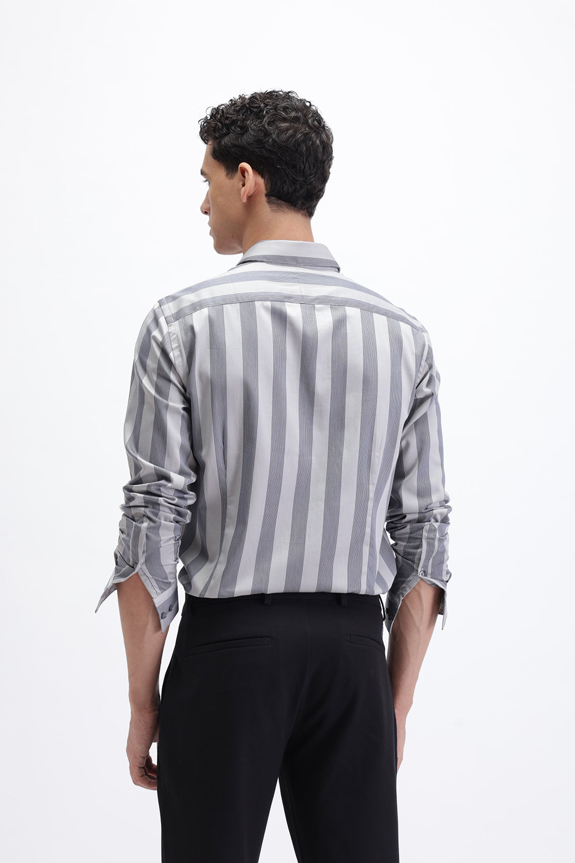HYPER GREY NAVY STRIPES SHIRT