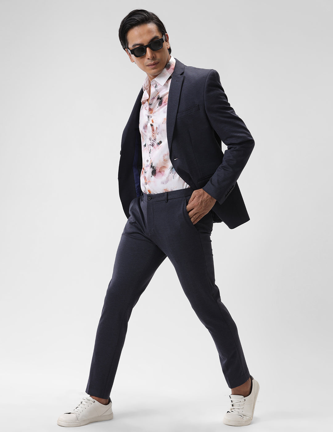 MENS SLIM FIT SINGLE BREASTED DARK BLUE FORMAL BLAZER