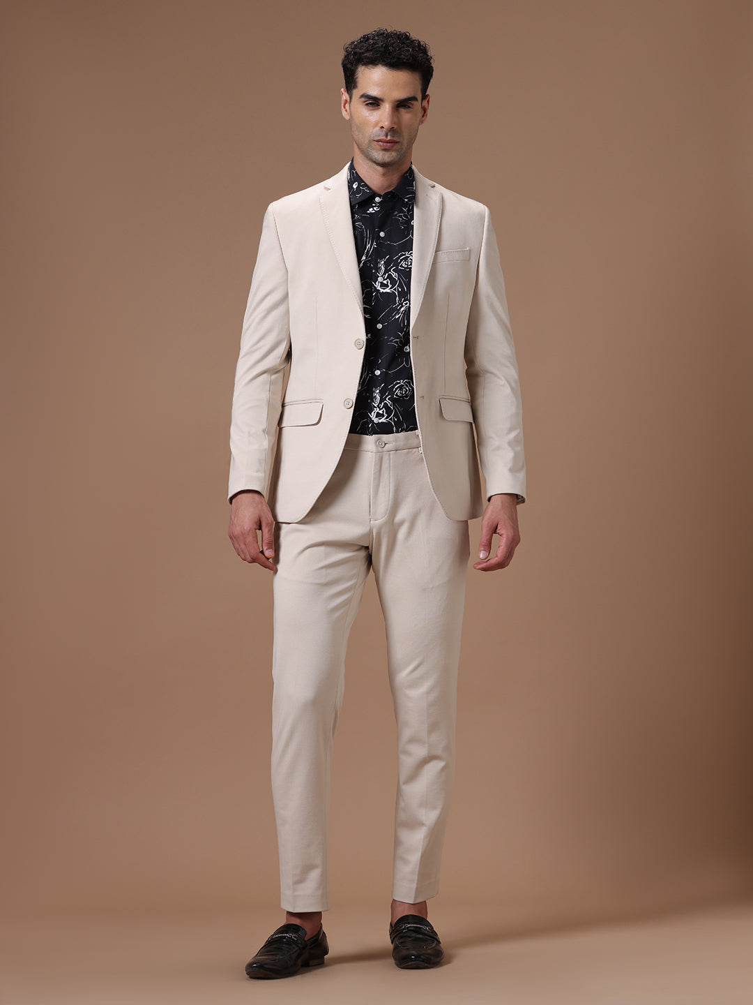 Men's Slim Fit Single Breasted Lt.  Beige Formal Blazer