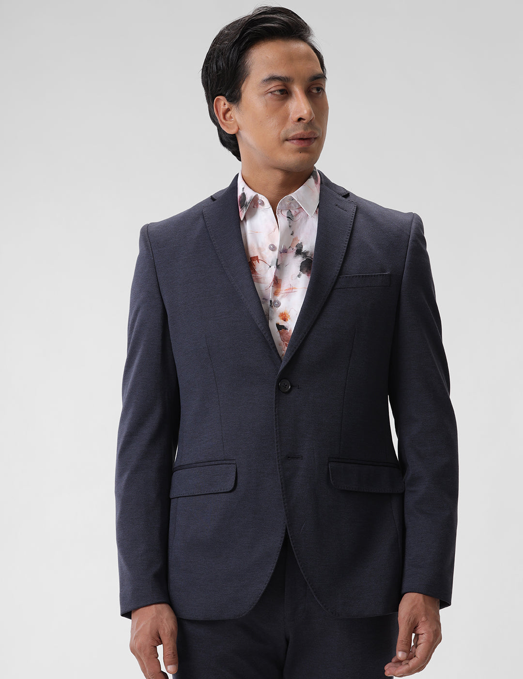MENS SLIM FIT SINGLE BREASTED DARK BLUE FORMAL BLAZER