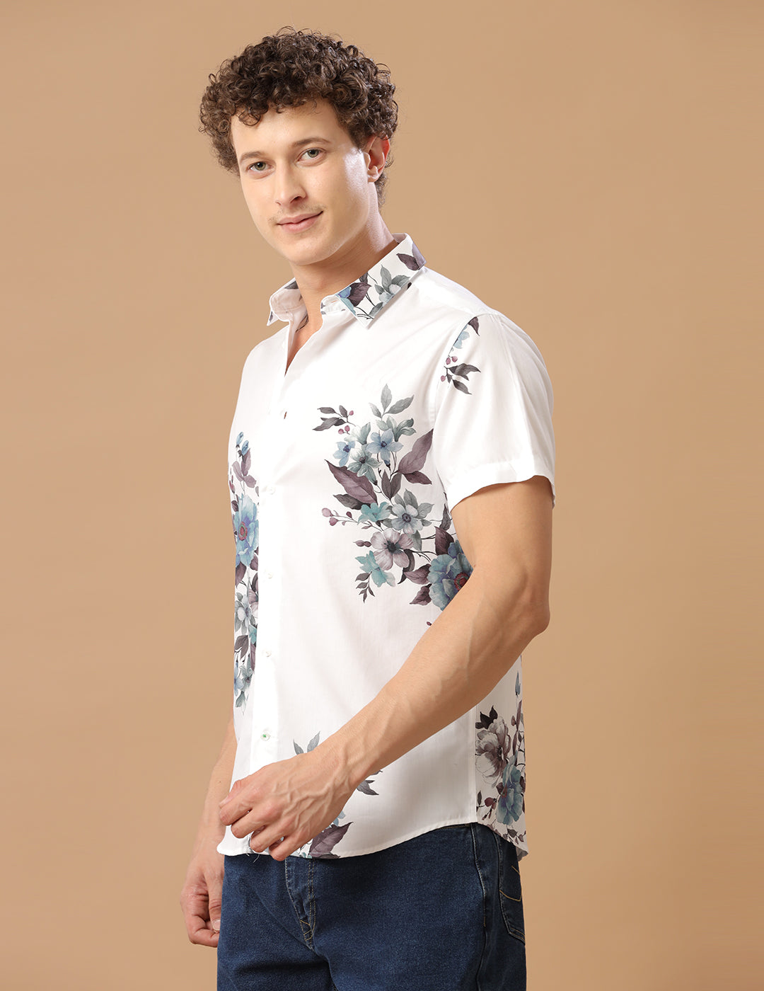 FLORAL PRINT HALF SLEEVE SHIRT