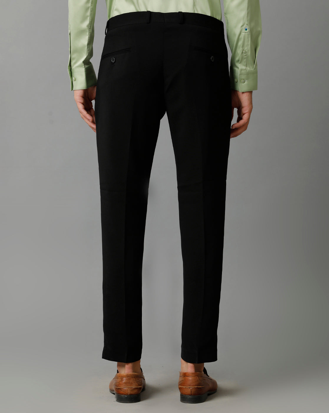 BLACK KNITTED STRETCH MENS TROUSER 1