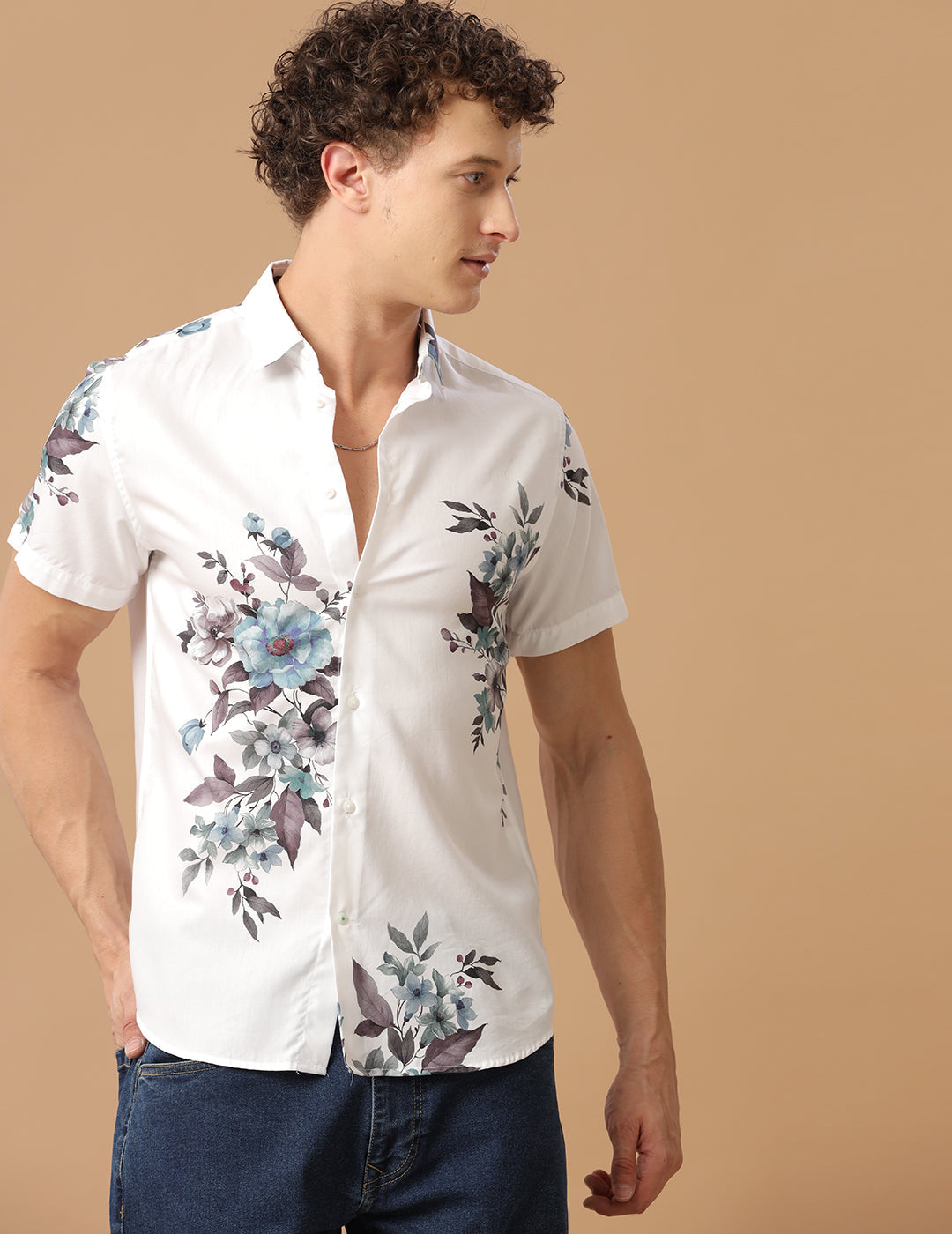 FLORAL PRINT HALF SLEEVE SHIRT