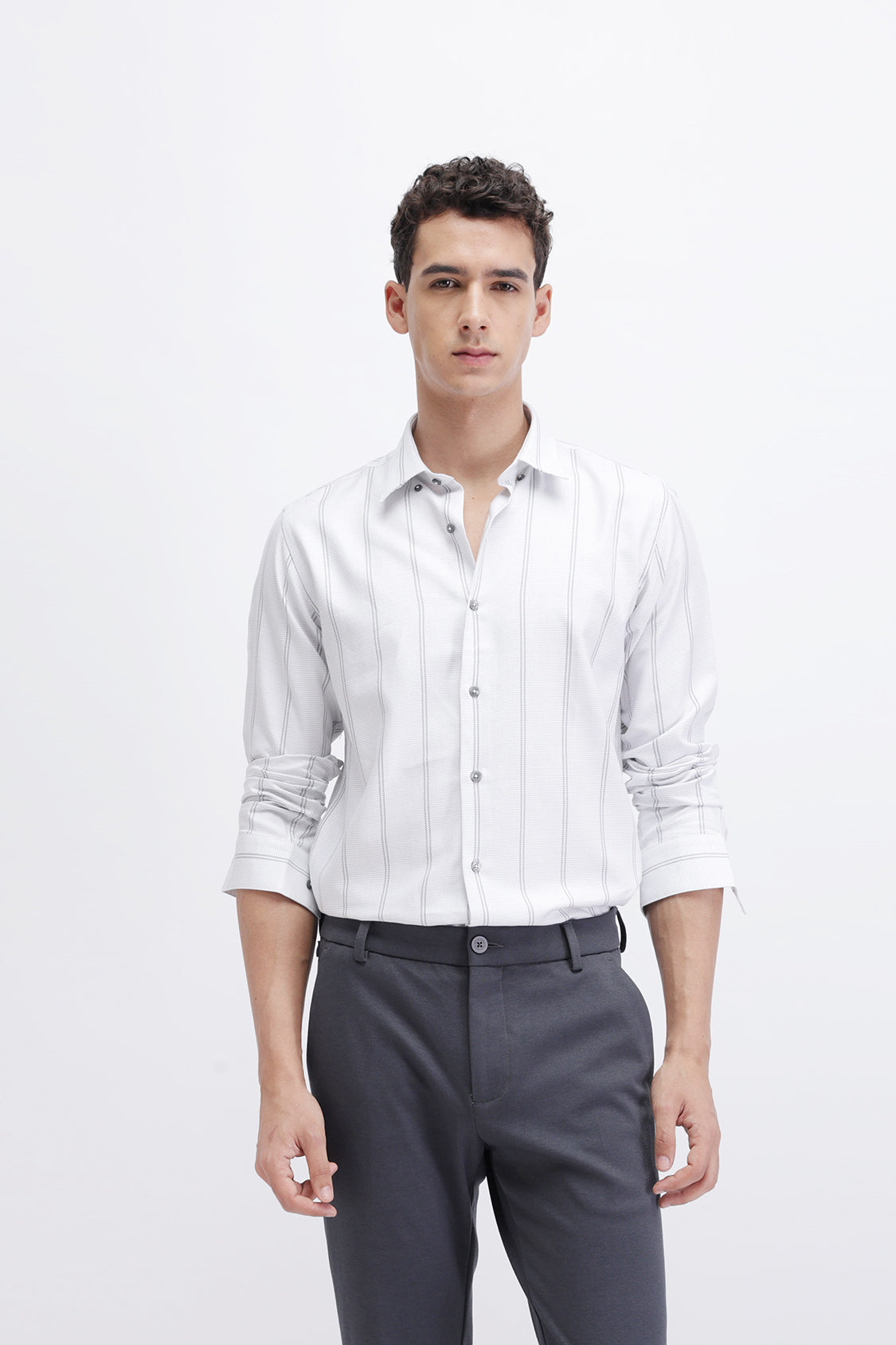 ZYPHER WHITE GREY STRIPES SHIRT